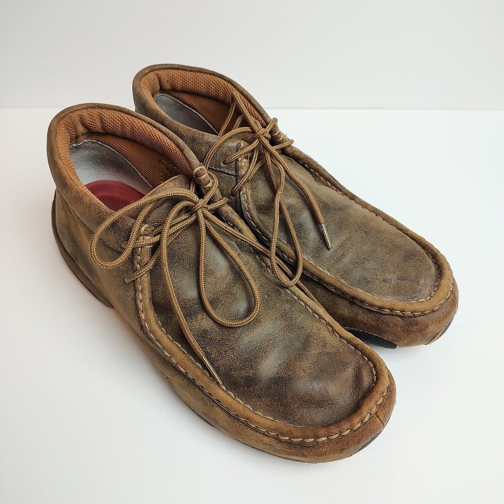 Men's Twisted X Bomber Chukka Driving Lace Up Moc Brown Leather 11 Gently Used